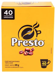 Café presto instantáneo 68gr 40 unid